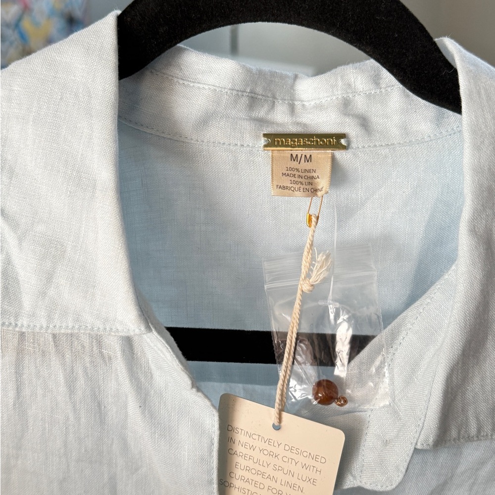 Magaschoni Light Blue Linen Top NWT!!!